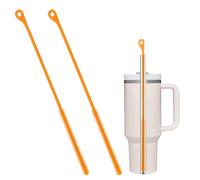 2uds Cepillos Paja de Silicona, 24 cm Cepillo Limpiador Pajitas Cepillos Limpieza Extra Largos Reutilizables para Tapas Botellas Viaje para Pajitas Vidrio de Metal Stanley (Naranja)