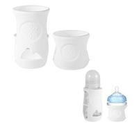2uds Cubre Biberón Cubierta, Fundas Silicona para Biberones Diseño de Refuerzo Inferior Súper Elástico Adecuadas para Biberones de Vidrio Natural Compatibles con Philips AVENT(Blanco)