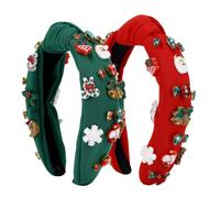 2uds Diademas Navideñas, Rojas y Verdes Diadema Navidad Copos de Nieve Campanas Papá Noel y Caramelo Bastones Diseño Cabello Banda para Mujer Día Festivo Fiestas Decoración