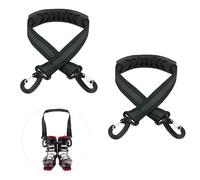 2uds Esquí Correa Ajustable, 52,5x2,5cm Portátil Correa Transporte Esquí con Almohadilla Antideslizante y Hebillas de Doble Extremo, Correa para Bolsa de Esquí Accesorios de Esquí (Negro)