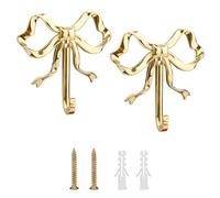 2uds Ganchos de Pared con Lazo, 6,6x6,4cm Dorados con Forma de Mariposa para Colgar en La Puerta Lazos Decorativos para Abrigos Sombreros Bolsos Toallas y Tazas