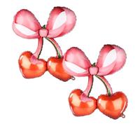 2uds Globos de Lazo de Cereza, 107,2x98,2cm Globos Aluminio con Temática Frutas Decoración para Fiestas Cumpleaños Baby Showers Picnics y Fiestas Frutas Verano