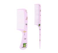 2uds Juego de Peines para Mujer, Peine Dientes Finos y Peine Cola Rata Minicepillo de Plástico para Todo Tipo Cabello (Cocodrilo)