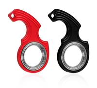 2uds Juguetes Llavero Giratorio Fidget con 1,7cm de Diámetro Interior con 2 llaveros de Metal, Llavero Giratorio de Dedo Regalos para Niños Adultos Alivio de la Ansiedad (Negro, Rojo)