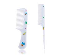2uds Lindo Juego Peines Pelo, Dientes Finos & Cola Rata Peine Peinado Mini Bebé Cepillo Pelo Plástico Herramientas Accesorios para Pequeños Niños Mujeres Todos Los Tipos (Helado Azul)