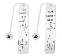 2uds Marcapáginas de Gato, Marcapáginas Regalo Acero Inoxidable Regalos para Amantes de Los Libros Accesorios de Lectura para Lectores Entusiastas de la Lectura Regalo para Calcetines de Regalo