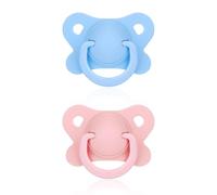 2uds Moda Juego Chupete Adulto, Suave Plástico Chupete Mam para Aliviar la Ansiedad y Ayudar a Dormir Diseño Lindo Tamaño Extra Grande para Adultos (Azul, Rosa)