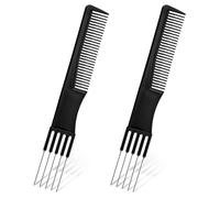 2uds Peines de Doble Cabeza para Separar el Pelo, Peines de Metal Negro para Separar el Pelo para Mujer Peine de Horquilla Peines de Púas Peine de Separación con Púa de Metal para Mujer