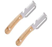 2uds Pelador Multifuncional Acero Inoxidable con Mango Madera, Triturador Cebolletas y Abrebotellas Accesorios de Cocina 3-en-1 para Patatas Calabaza Papaya Cebollino