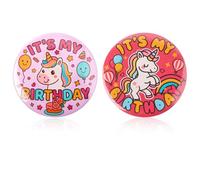 2uds Pin It’s My Birthday, Insignia Botón Happy Birthday de 5,8cm Unicornio de Dibujos Animados Broche Animal Lindo para Mujeres Hombres Fiestas & Decoración