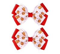 2uds Pinza Pelo Galleta Chocolate, 9x5,5cm Adorables Pinza Pelo Lazo de Dibujos Animados para Halloween Cumpleaños Fiesta Temática de Dibujos Animados Accesorio Disfraz(Rojo)