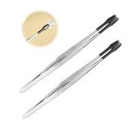 2uds Pinzas con Puntas de Goma, Pinzas de Punta Plana Rectas Antideslizantes Pinzas de Artesanía Suaves Que No Se Estropean Herramientas para Hacer Cuentas de Sellos de Monedas de Gemas