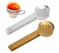 2uds Pinzas Exprimidoras de Bolsitas de Té, Accesorios Colador Dispensador Acero Inoxidable para Amantes del Té Regalos (Plata, Oro)