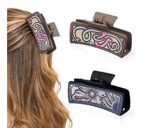 2uds Pinzas para el Pelo de Cuero Occidental, Pinzas Cuadradas Pelo con 2 Patrones Horquillas Estéticas Grandes Accesorios para el Pelo de Piel de Vaca para Mujeres y Niñas (Estilo Bohemio)