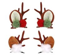 2uds Pinzas Pelo Astas Reno, Bonitas Pinzas Pelo Navidad para Mujer Invierno Navidad Halloween Cosplay Disfraz Accesorios(Estilo Pompón)