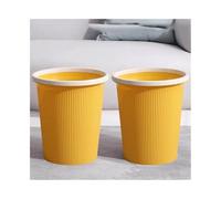 2WFYJNITP Cubierta de cocina Bote de basura sin tapa, redondo, plástico, color liso, con aro presión, apto for salón, dormitorio, cocina, etc., tamaño pequeño, paquete 2 para Office(Yellow,Grande)