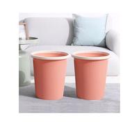 2WFYJNITP Cubierta de cocina Bote de basura sin tapa, redondo, plástico, color liso, con aro presión, apto for salón, dormitorio, cocina, etc., tamaño pequeño, paquete 2 para Office(Pink,Pequeño)