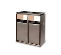2WFYJNITP Cubos de basura para terrazas Bote de Basura for Exteriores Columna Cenicero Metal Cuadrado Doble Barril, Grande Comercial Moderno for el hogar (con Cenicero)