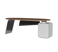2WFYJNITP Mesa de Escritura Escritorio de Madera Ovalado con Espacio Almacenamiento,Ejecutivo Moderno Tomas Corriente y 3 cajones Escritorio(M)