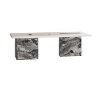 2WFYJNITP Mesa de Escritura Escritorio de Oficina Moderno Madera Fresno, Amplio Escritorio Blanco for PC con Tomas Carga, 3 cajones y Espacio Almacenamiento Abierto Escritorio(L)