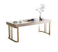 2WFYJNITP Mesa de Escritura Escritorio Ejecutivo Moderno de Pizarra con 3 cajones y Patas Metal Dorado, escritorios Grandes for Oficina en casa enchufes Escritorio(M)