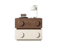 2WFYJNITP Mesita Auxiliar Mesita de Noche Madera Bicolor con Dos cajones for Almacenamiento en el Dormitorio(Medio)