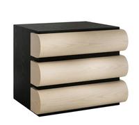 2WFYJNITP Mesita Auxiliar Mesita de Noche Tres cajones con frentes Redondeados y Superficie Superior Oscura for Dormitorio(Negro,Grande)