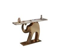 2WFYJNITP Mesita Estrecha Mesa Consola con Tablero de mármol sintético y Base Dorada para el recibidor(Medio)