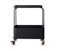 2WFYJNITP Sala de Estar Estante de Almacenamiento con Ruedas for Sala Estar, pequeño Carrito, Mesa Auxiliar móvil for sofá, Estante Retro for Guardar refrigerios Centro(Negro)
