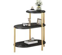 2WFYJNITP Sala de Estar Mesa Auxiliar Ovalada, mesita de Noche con Estante Lateral Almacenamiento 3 Niveles, sofá Moderno Centro