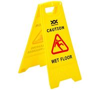 2WORK PS123-WET - Señal de seguridad de precaución por suelo mojado y limpieza en curso, amarillo
