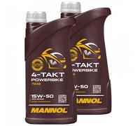 2x 1 Litro 15W-50 MANNOL Aceite Motor 4 Tiempos Powerbike API SM JASO MA-2