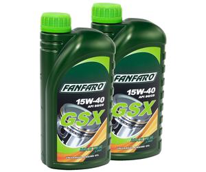2x 1 Litro FANFARO Aceite de Motor GSX 15W-40 Api Sn / CH-4 Coche Universal