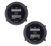 2X 12V / 24V / 36V / 48V / 72V Indicador de Carga de LED Digital Estado de la Bateria con El Metro de la Hora de Calibre Negro
