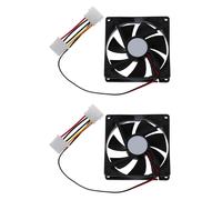 2X 12V 4 Pines Negro Ventilador de Enfriamiento para PC de Plastico 90mm X 90mm X 25mm