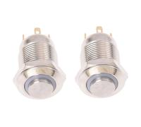 2X 3V Interruptor de Boton Pulsador Boton del Timbre de Puerta Azul LED 12 mm Plata