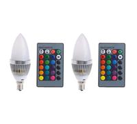 2X 3W E12 RGB LED Bombilla de Color de Cambio de Colores con Botón de Control Remoto de 24 Velas Pantalla Lechosa