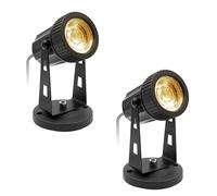 2x 3W Focos LED interiores blanco cálido COB Con pica de tierra interruptor manual Foco para plantas de interior 3000K 300LM IP20 con cable de 1,8m con enchufe para Paisaje, Árboles, Plantas