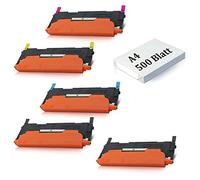 2X, 5er Set (4xBK+2xC+2xM+2xY) + 2X A4 500 Blatt • Rebuilt Toner für Samsung CLP 360/365 • 360 365 360N 360ND.