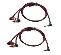 2X 90 Grados 3.5mm Macho A 2 RCa Macho Cable Angulo Recto Estéreo AUX Y Divisor Cable MicróFono Jack Plug para Laptop 1M