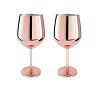 2x Acero Inox. Copa de Vino Color Cobre 400 ML Copas Tinto Vaso para Vino Blanco