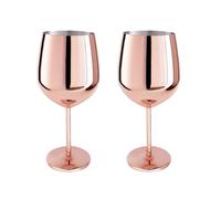 2x Acero Inox. Copa de Vino Color Cobre 400 ML Copas Tinto Vaso para Vino Blanco