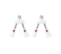 2X Adaptador de Casquillo Divisor E27 Ajustable 2 en 1 de 360 Grados. Adaptador de Casquillo de Bombilla LED Estándar E27