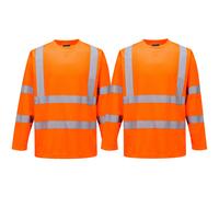 2X Alta Visibilidad Camiseta Manga Larga Transpirable & Tela 40+ Upf en Iso
