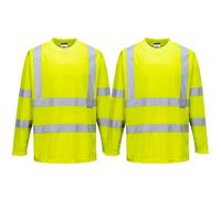 2X Alta Visibilidad Camiseta Manga Larga Transpirable & Tela 40+ Upf en Iso