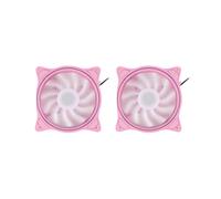 2X Apertura del Ventilador de Enfriamiento de 12Cm Interior y Exterior LED Rosa Claro Silencioso Ventilador de Enfriamiento RGB para Computadora de