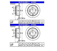 2x ATE 24.0110-0281.1 Disco De Freno Para Mitsubishi Pajero Pinin H6W H7W