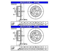 2x ATE 24.0111-0146.1 Disco De Freno 302 Mm Para Hyundai Santa Fe II CM