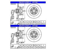 2x ATE 24.0111-0181.2 Disco De Freno 300 Mm Para Renault Laguna DT0/1