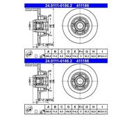 2x ATE 24.0111-0186.2 Disco De Freno 290 Mm Para Renault Megane III DZ0/1